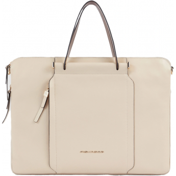 Деловая сумка женская PIQUADRO CIRCLE CA4021W92/BECU с отделением для ноутбука 15.6" бежевая/кофейная натуральная кожа Деловая сумка женская PIQUADRO CIRCLE CA4021W92/BECU с отделением для ноутбука 15.6" бежевая/кофейная натуральная кожа